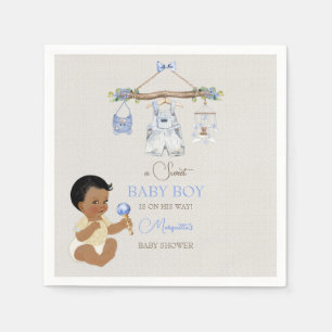 Babykleidung Jungen Babyparty Elfenbein Blau Serviette