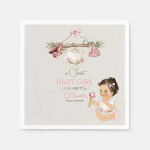 Babykleidung Mädchen Babyparty Elfenbein Rosa Serviette