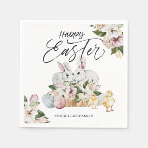 Babyküken & Kaninchen Frohe Ostern Party Serviette
