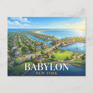 Babylon New York Reise Küstenort Postkarte