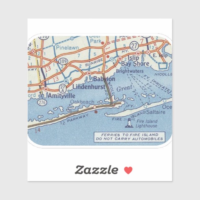 Babylon NY Classic Map Aufkleber (Blatt)