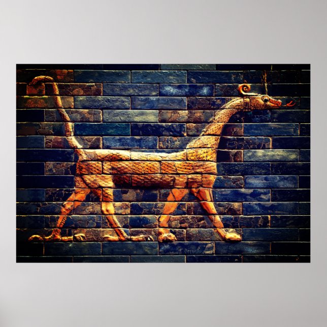 BABYLONIAN SNAKE DRAGONS Antique Assyrian Art  Poster (Vorne)
