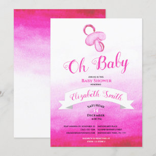 Babymädchen Aquarell Babydusche Einladung