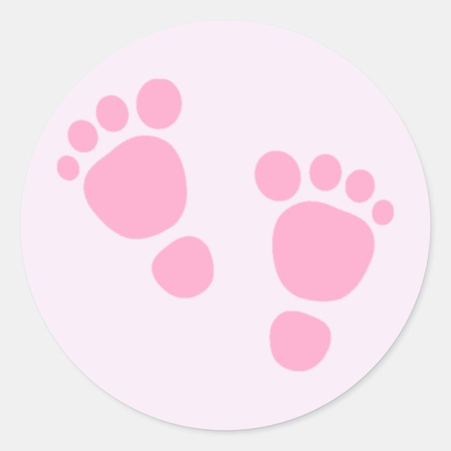 Babymädchen-Aufkleber, rosa Füße Runder Aufkleber (Vorderseite)