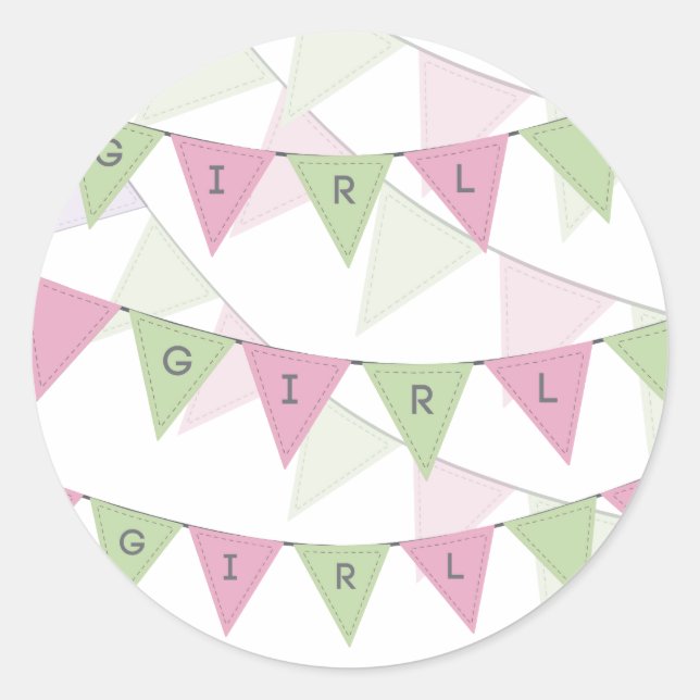 Babymädchen-Banner-Topper-Label Runder Aufkleber (Vorderseite)