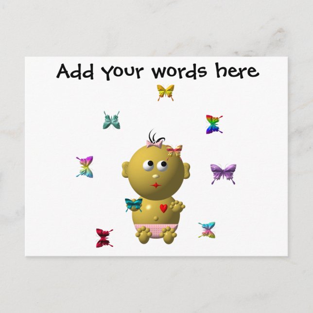 BABYMÄDCHEN MIT 9 SCHALTFLÄCHEN POSTKARTE (Vorderseite)