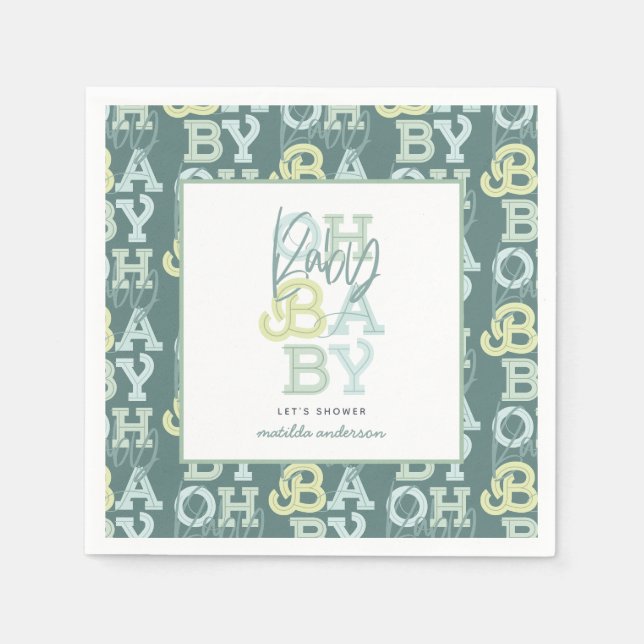 Babymädchen mit modernem Baby-Duschbad Party Serviette (Vorderseite)