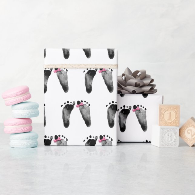Babymädchen mit rosa Bow Geschenkpapier (Babyparty)