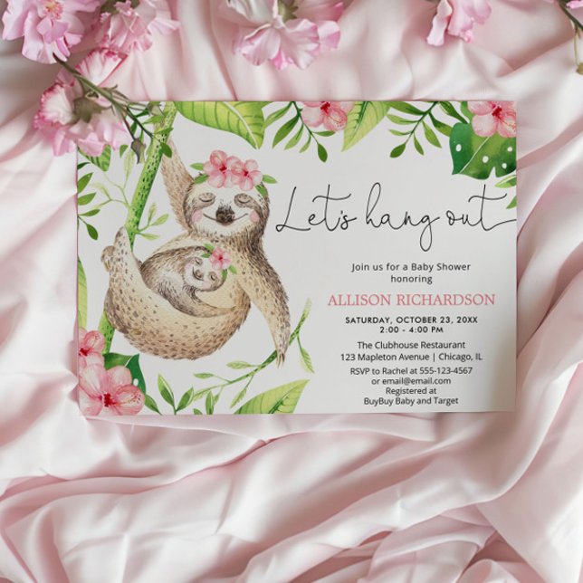 Babymädchen mit rosafarbener Vegetation Tropische  Einladung (Von Creator hochgeladen)