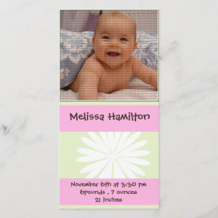 Babymädchen-Mitteilungs-Fotokarte Ankündigung