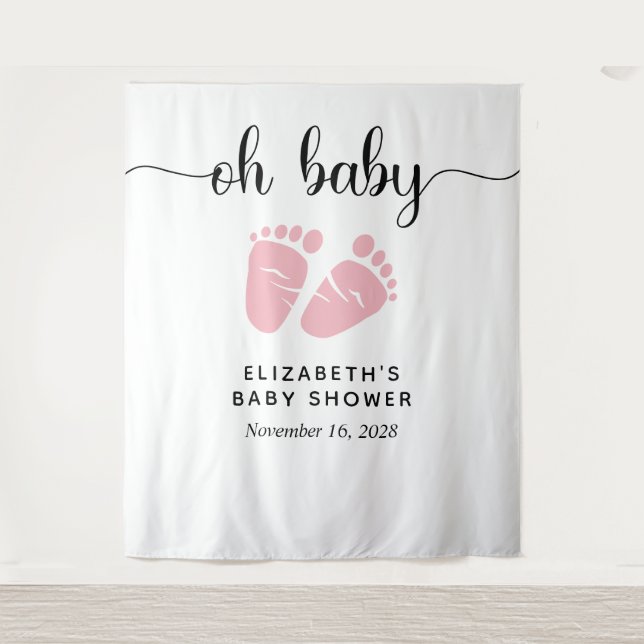 Babymädchendusche Begrüßungsabteilung Foto Stand H Wandteppich (Vorderseite)