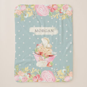 Babymärchen niedlicher Garten verzaubert Monogramm Sherpadecke
