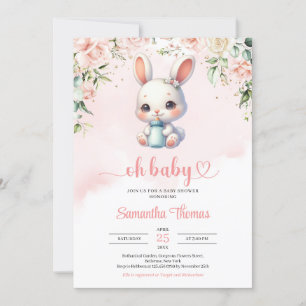 Babymilch Flasche Aquarell Blütenblüte Einladung