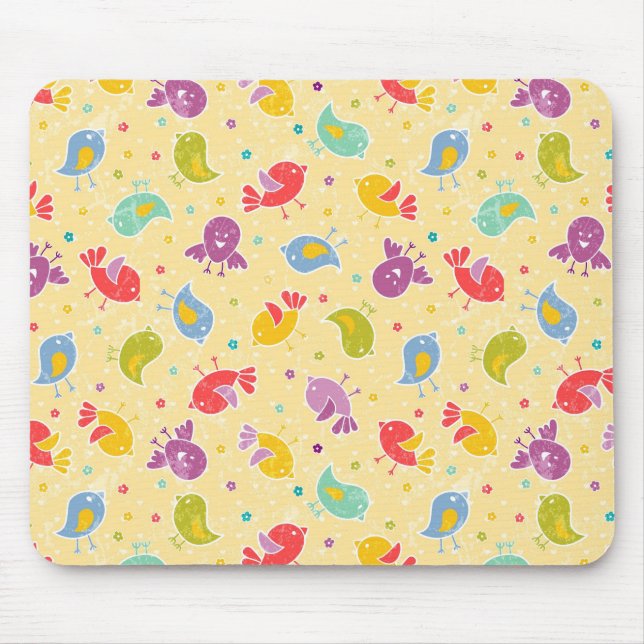 Babymuster mit niedlichen Vögeln Mousepad (Vorne)