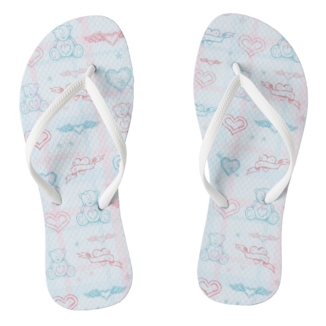 Babymuster mit Teddybär Flip Flops (Fußbett)