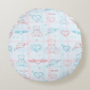 Babymuster mit Teddybär Rundes Kissen