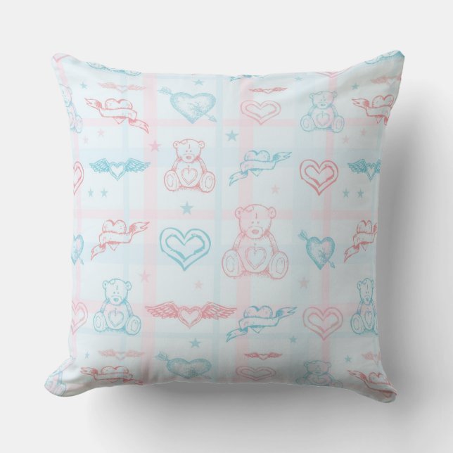 Babymuster mit Teddybären Kissen (Vorderseite)