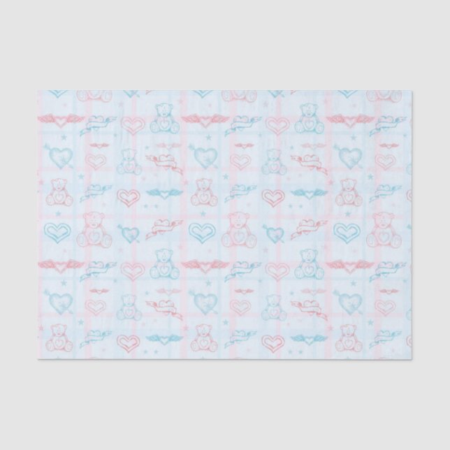 Babymuster mit Teddybären Seidenpapier (Vorderseite)