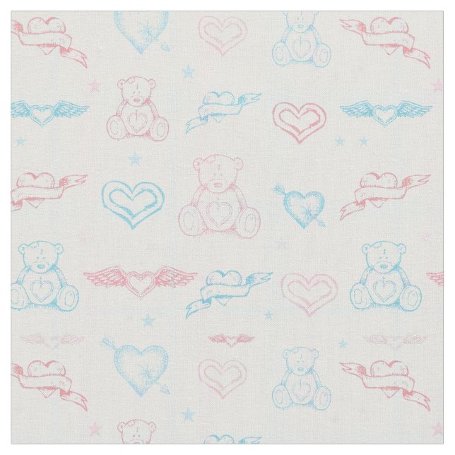 Babymuster mit Teddybären Stoff (Nahaufnahme)