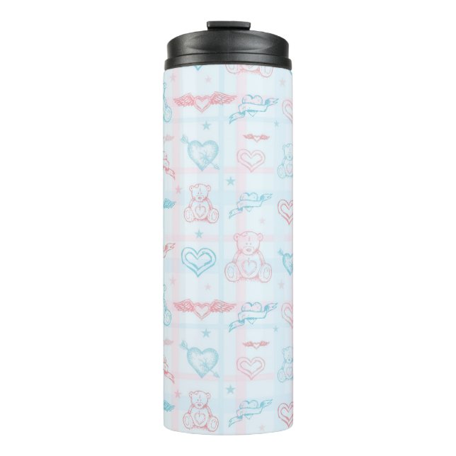 Babymuster mit Teddybären Thermosbecher (Vorderseite)