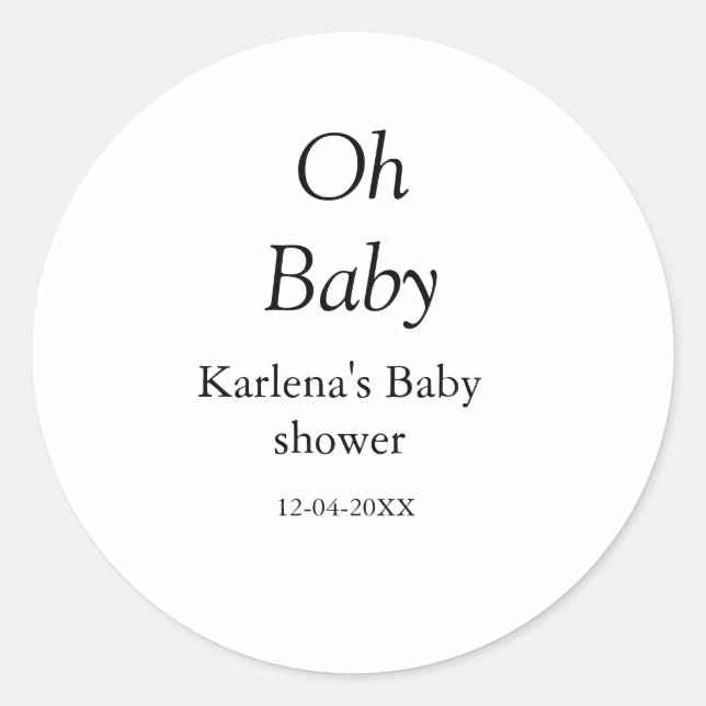 Babynahrung Baby Dusche Datum einfach minimal Runder Aufkleber (Vorderseite)