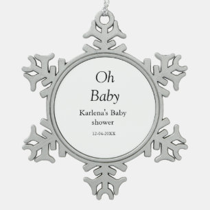 Babynahrung Baby Dusche Datum einfach minimal Schneeflocken Zinn-Ornament