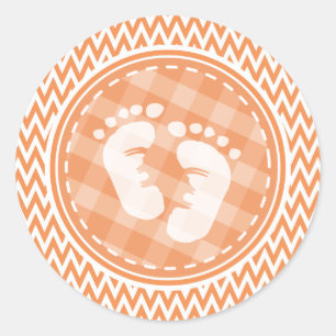 Babynahrung; Orange und Weiß Zickzack Runder Aufkleber