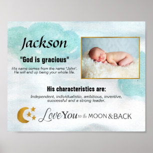 Babyname bedeutet Foto Moderne Liebe zum Mond Poster