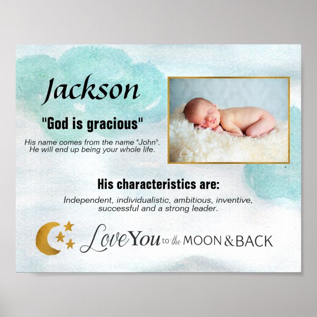 Babyname bedeutet Foto Moderne Liebe zum Mond Poster (Vorne)