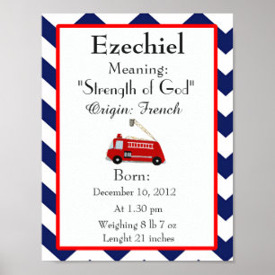 Babyname bedeutet Keepake Kinderzimmer Ezechiel Na Poster