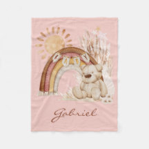 Babyname Boho Teddy Bear Rainbow