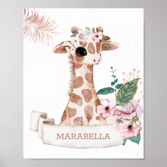 *~* Babyname Giraffe Girl Jungle Kinderzimmer Poster (Vorne)