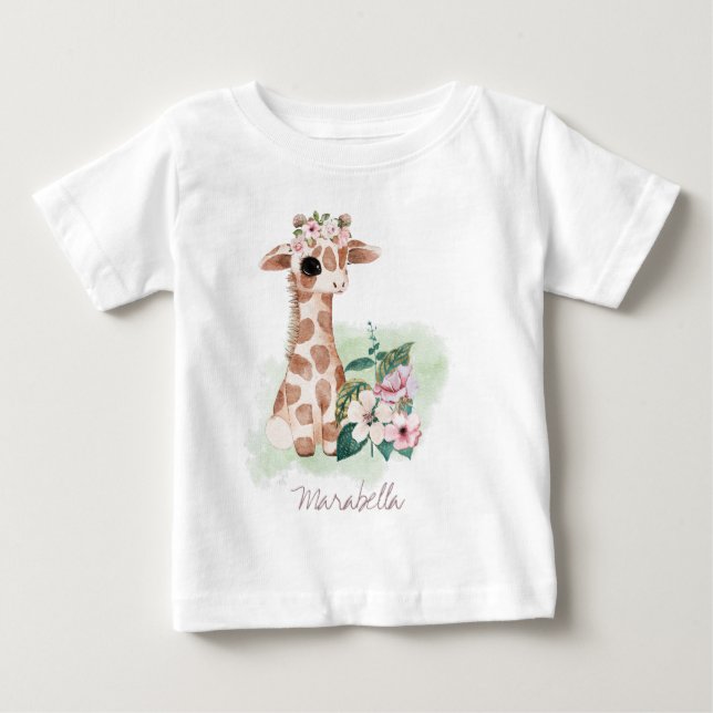 *~* Babyname Giraffe Kinderzimmer Jungle Sweet Ba Baby T-shirt (Vorderseite)
