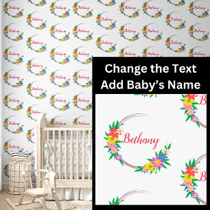 Babyname in Blumenblumen-Circle-Frame hinzufügen Tapete