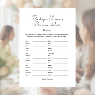 Babynamen-Quiz für Baby-Party mit Antworten Briefbogen