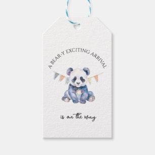 Babypanda in Aquarellfarben mit bunten Flaggen Geschenkanhänger