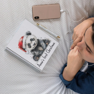 Babypanda mit Weihnachtsmütze, anpassbar Notizbuch