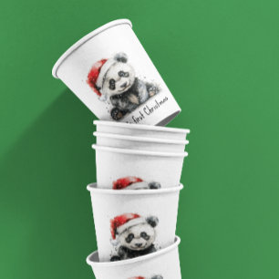 Babypanda mit Weihnachtsmütze, anpassbar Pappbecher