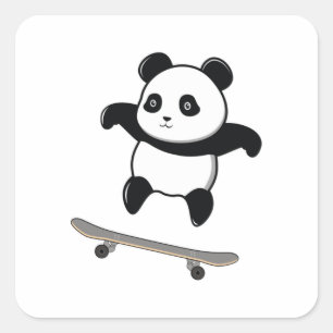 Babypanda-Skateboard Quadratischer Aufkleber