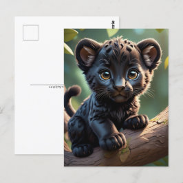 Babypanther im Dschungel, Postüberquerung Postkart Postkarte
