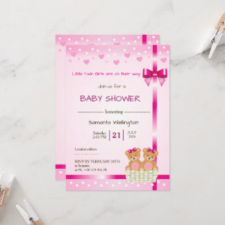 Babyparty-Ankündigung für ZWILLINGSMÄDCHEN Einladung
