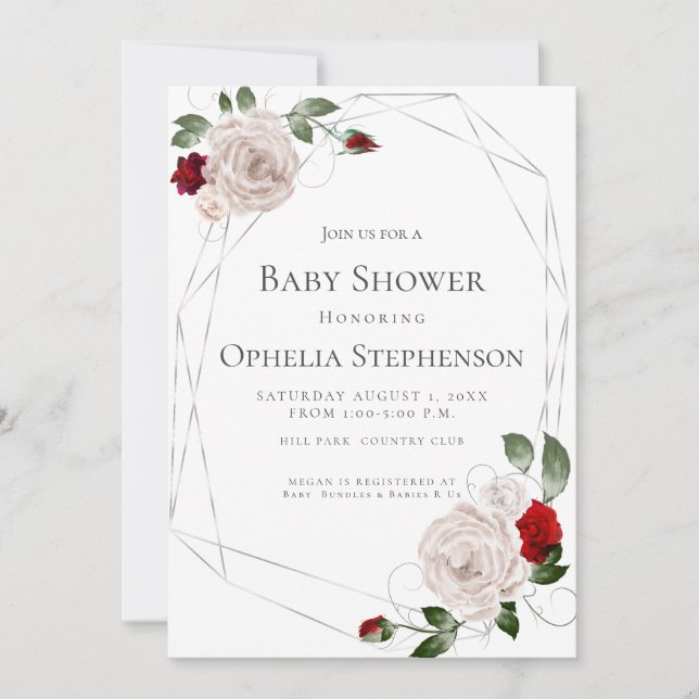 Babyparty | Aquarellfarbene Dusty Blush Rose Ankündigung (Vorderseite)
