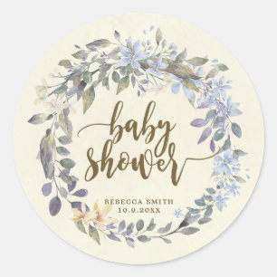 Babyparty bevorzugt Aufkleber boho blaues Blumen