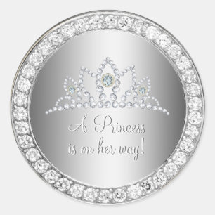 Babyparty-Bevorzugung Diamant-silberne Runder Aufkleber