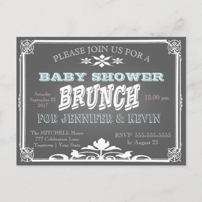 Babyparty | BRUNCH | Kopfbrett Einladungspostkarte (Vorderseite)
