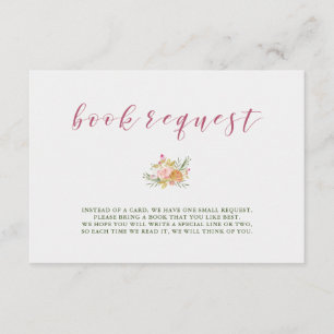 Babyparty-Buch-Antrag des Aquarell-Blüten-Rosa-  Begleitkarte