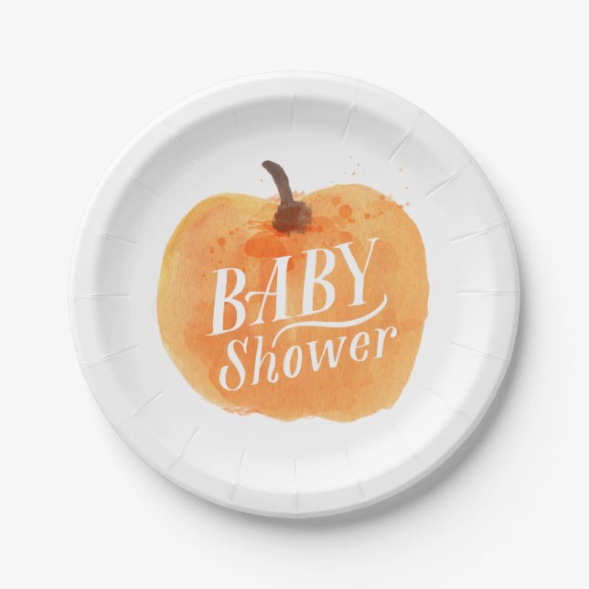 Babyparty des Fall-Kürbis-Herbst-| Pappteller (Vorderseite)