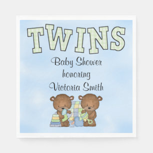 Babyparty-Doppeljungen-Teddybär Serviette