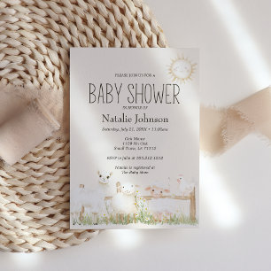 Babyparty-Einladung Bauernhoftiere Wiesenfreunde Einladung