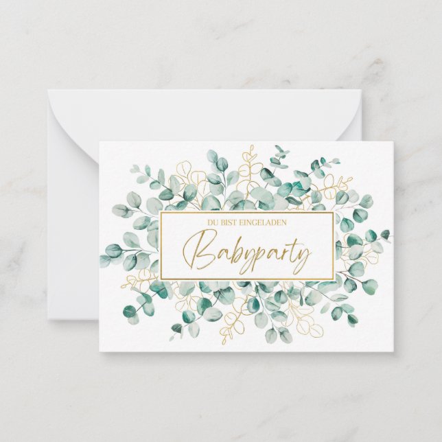 Babyparty Einladung – Eukalyptus Grün Baby Shower (Vorderseite)